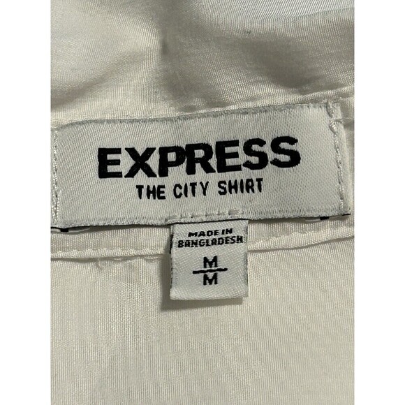 EXPRESS Top Button Up Shirt Sheer White Blouse Long Sleeve Pockets Women Medium - Picture 6 of 8